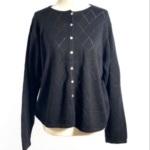 VTG Marisa Christina Button Up casual Sweater Argyle Pattern Preppy academia szM